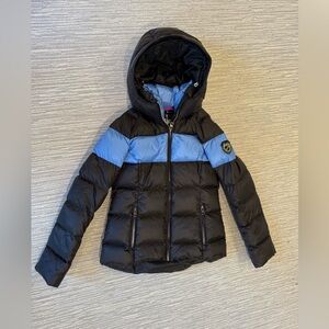 Skea Down Black and Blue Hooded Puffer Ski Jacket size 6